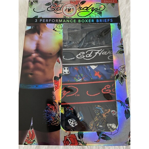 Ed Hardy Performance Boxer Briefs Men's 3 Pack Underwear Multicolor - Picture 2 of 8